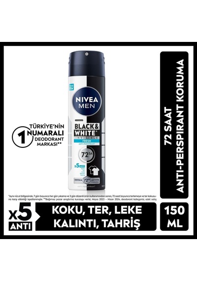 150 Ml Erkek Deodorant, Uzun Süreli Koruma İle Tazelik Sağlar