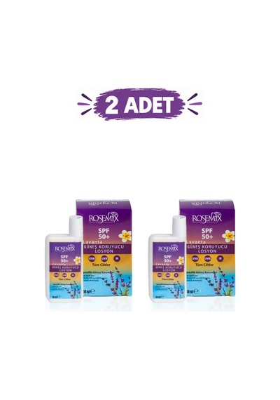 Rosemix - 393 - - Lavanta Yağlı Güneş Koruyucu Losyon +50 Spf - 2 Adetlik - Zngzrmll - Set Ürün