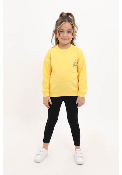 Toontoy Kids Toontoy Kız Çocuk 2'li Takım Baskılı Bisiklet Yaka Düşük Omuz Sweatshirt & Basic Düz Tayt Sarı Toontoy Kids Toontoy Kız Çocuk 2'li Takım Baskılı Bisiklet Yaka Düşük Omuz Sweatshirt & Basic Düz Tayt Sarı
