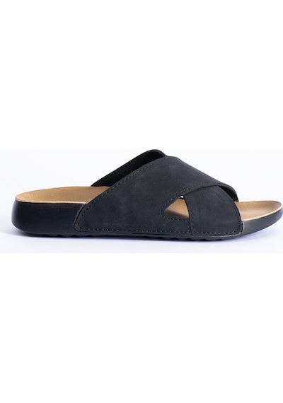 Polomia Comfort Isabella Kadın Çapraz Anatomik Esnek Comfort Yumuşak Hafif Basic Rahat Taban Günlük Sandalet Terlik Siyah