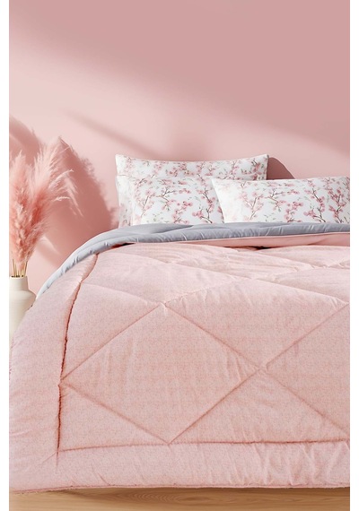 Rivaistanbul Pudra-gri Loura Çift Kişilik Çift Taraflı Lüx Wellsoft Yorgan 195x215 Cm Pudra Pembe