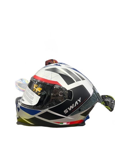Sway SW 865 Evoque Full Face Kask Beyaz - Kırmızı - Lacivert