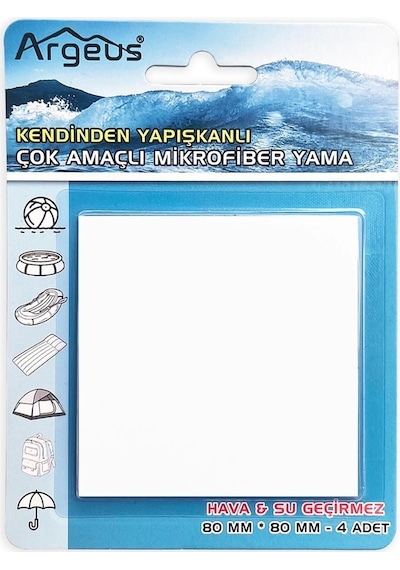 Argeus Yapışkanlı Fiber Çadır Tamir Yaması 4'lü Beyaz
