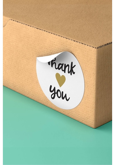 Gold Kalpli Thank You Kargo Sticker 3x3cm St2144 Çok Renkli