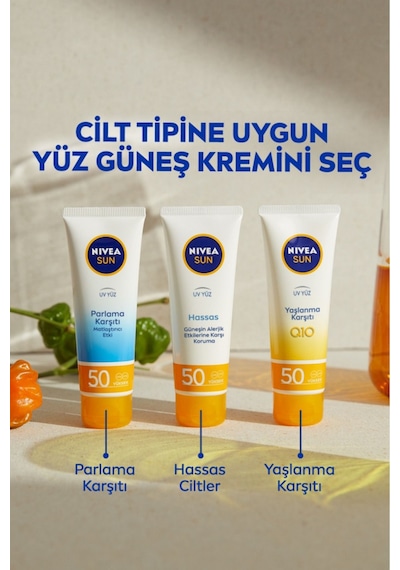 Sun Yüz Kremi 50ml Spf50 Yüksek Güneş Koruyucu  Görünümü Engelleyici