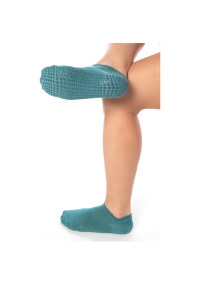 Saysez Bambu Kadın Kaydırmaz Taban Su Yeşili Silikon Baskı Pilates Yoga Fitness Dans Aktivite Patik Çorabı Renkli