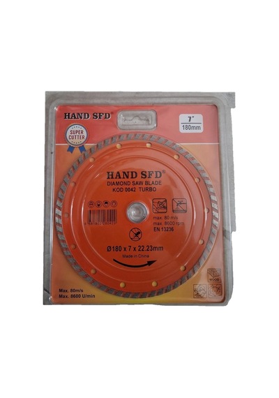 Hand Sfd 180 Mm Turbo Elmas Disk Kod 0042 180x7x22,23 Mm Testere Disk