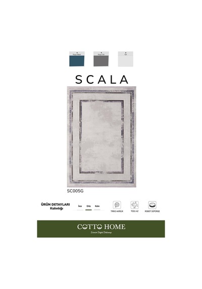 Scala Sc005g Gri Halı Modern Desenli Tozu Az Akrilik Salon Halısı Yatak Odası Mutfak Koridor