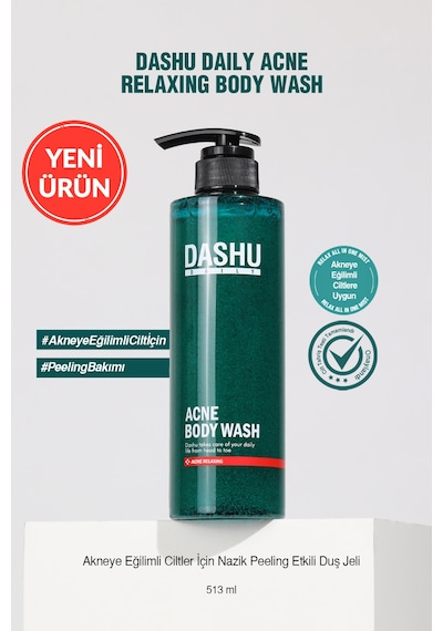 Akneye Eğilimli Ciltler İçin Nazik Peeling Etkili Duş Jeli Dashu Daily Acne Relax Body Wash Narenciye