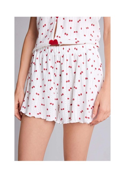 Defacto Regular Fıt Şortlu Kısa Kollu Desenli 2li Ecru Pijama Takımı H6373ax26hser98 Ekru-er98