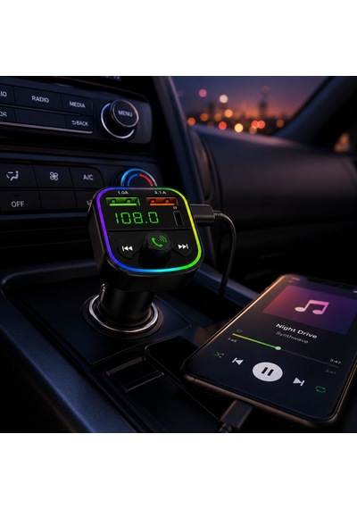 Kablosuz Araç Mp3 Çalar Fm Transmitter Type-c Girişi Ve Çift Usb Şarj Portu