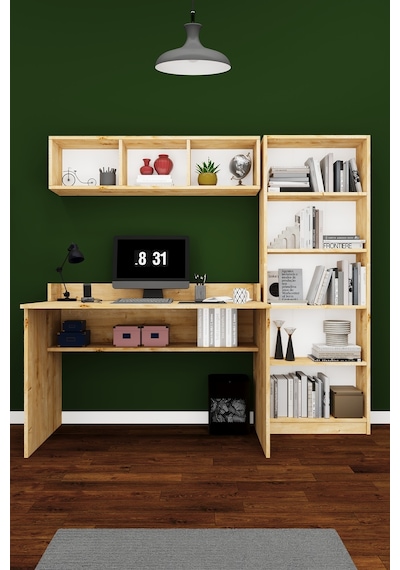 Asra Trend Çalışma Masası Seti ÇMT001 %100 MDF Kitaplıklı Raflı Ofis Takımı Safir Meşe Asra Trend Çalışma Masası Seti ÇMT001 %100 MDF Kitaplıklı Raflı Ofis Takımı Safir Meşe