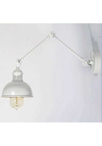 Riolight Modern,vintage,rustik Beyaz 1xe27 Duylu Metal Hareketli Başlık Akrobat Duvar Aplik Beyaz
