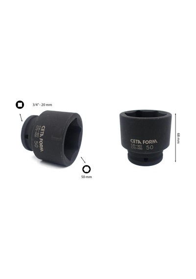 Ceta Form 50 mm 3/4” 6 Köşe Havalı Lokma Anahtar C72-H50