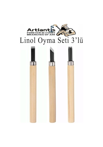 Linol Oyma Seti 3 Parça 1 Paket Linol Oyma Kesme Bıçak Seti 3 Bıçaklı Linolyum Baskı Ahşap Saplı