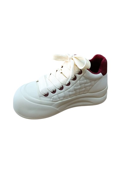 Guja 26k426-1 Kadın Kalın Taban Sneaker Ayakkabı Bej - Bordo Siyah