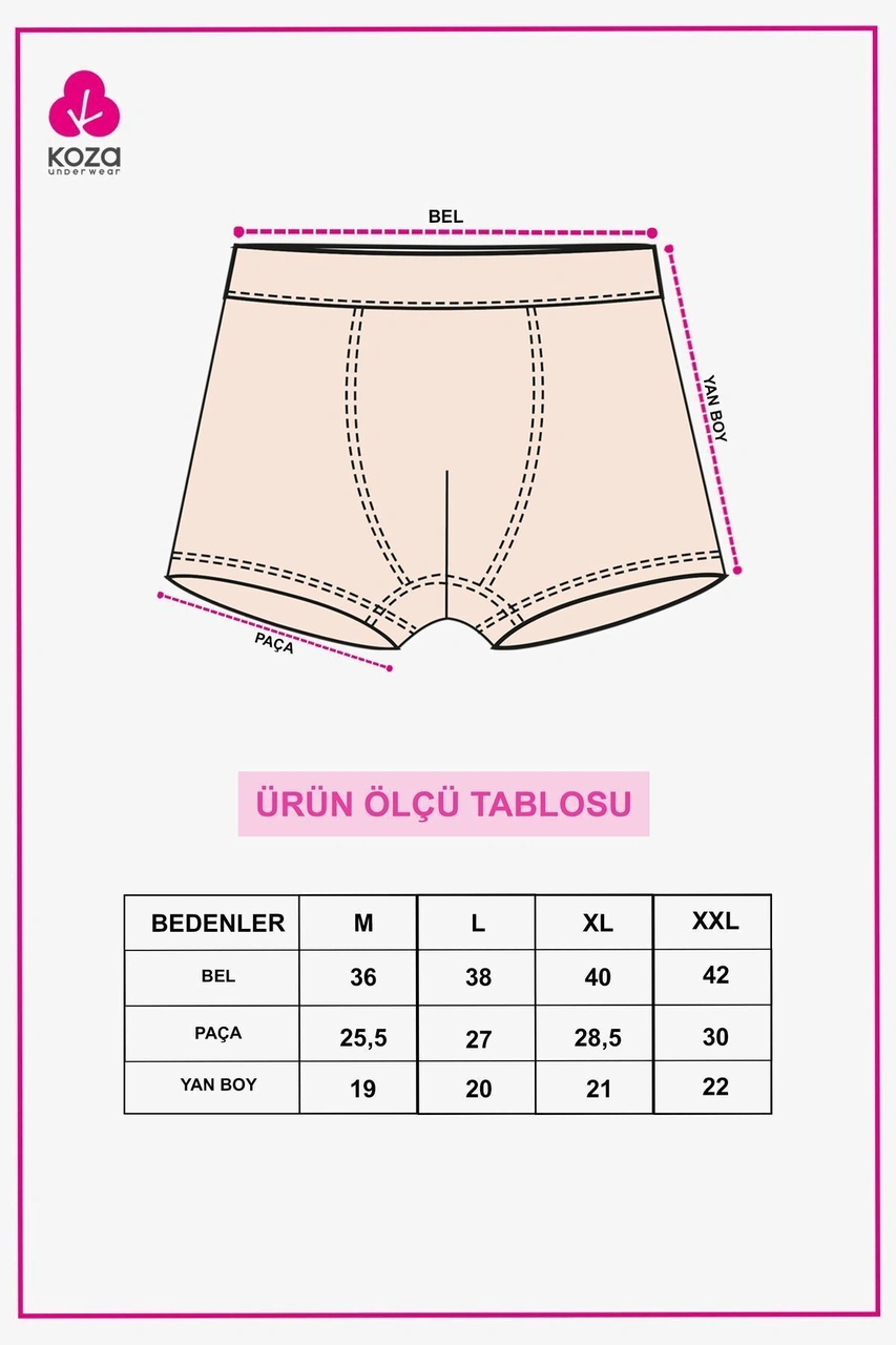 Koza İç Giyim Erkek Üçlü Pamuklu Likralı Boxer Ko9003bx Çok Renkli