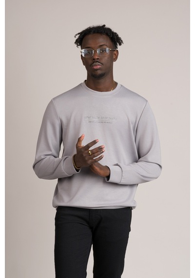 Fbi Slimfit Modal Kumaş Baharlık Sıfır Yaka Likralı Sweatshirt Gri