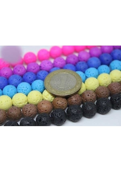 Yasam Tohumu Lav Taşı Fosforlu Pembe Renkli Yarım Dizi 10 MM 18 CM Çok Renkli
