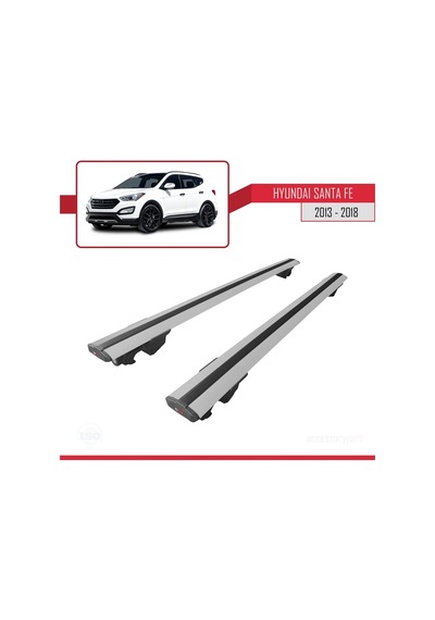 Hyundai Santa Fe Dm 2013-2018 Arası İle Uyumlu Hook Model Anahtar Kilitli Ara Atkı Tavan Barı Gri