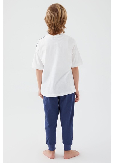U.S. Polo Assn. 1339 Garson İntense Creams Erkek Çocuk Kısa Kol Pijama Takım 001