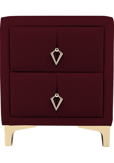 Harmony Gold Iki Çekmeceli Komodin- Yatak Odası Kumaş Döşemeli 2 Kapaklı Komodin Modeli Bordo Harmony Gold Iki Çekmeceli Komodin- Yatak Odası Kumaş Döşemeli 2 Kapaklı Komodin Modeli Bordo