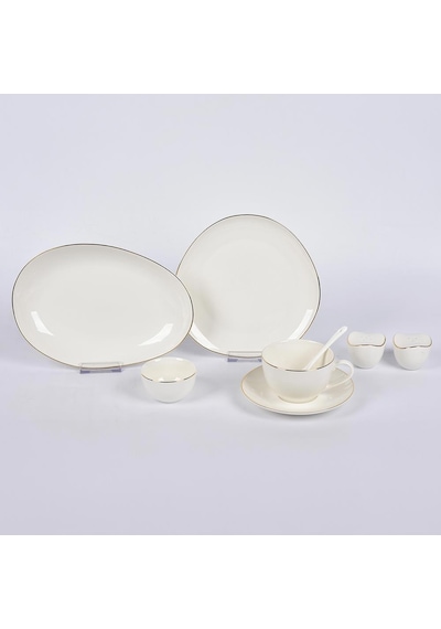Vitale Elips Beyaz New Bone 32 Parça Kahvaltı Takımı Mtfk.0123 Krem