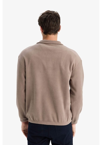 Defacto Boxy Fit Dik Yaka Baskılı Polar Sweatshirt E8632ax25wnbn571 Kahve