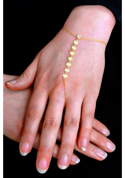 Gümüş Altın Yaldızlı Zirkon Taşlı Yonca Modeli Pullu Şahmeran Barcode Beyaz - Rose Gold