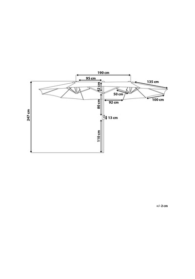 Sıbılla 460 Cm Çiftli Bahçe Şemsiyesi, Oval Gölgelik, Upf 30+, Alüminyum Gövde Kahverengi
