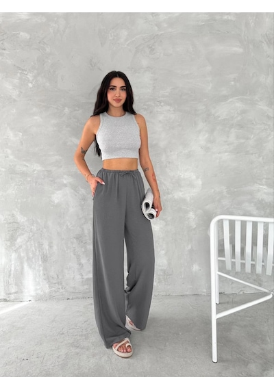 Ertaştrendstore Kadın Ayrobin Oversize Kadın Pantolon - Füme Çok Renk