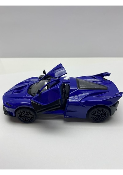 Oyuncak Araba Metal Sesli Işıklı Ferrari Çek Bırak Model Araç 12 Cm Mavi