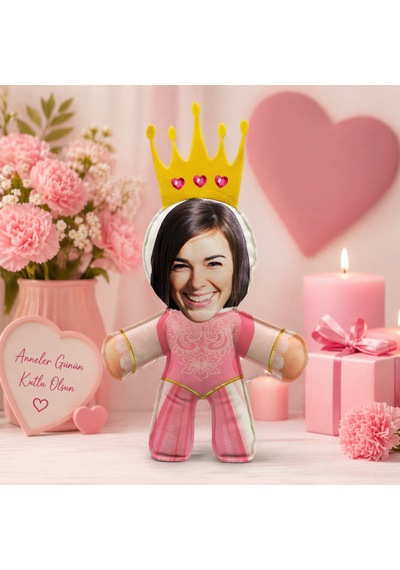 Bk Gift Kişiye Özel Fotoğraflı Kraliçe Bebek Yastık, Sevgiliye Anneler Günü Anneye Çok Renkli
