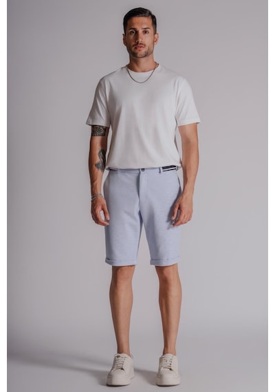 Braccas Erkek Yandan Cepli Beli Ribanalı Slim Fit Chino Şort Mavi Mavi