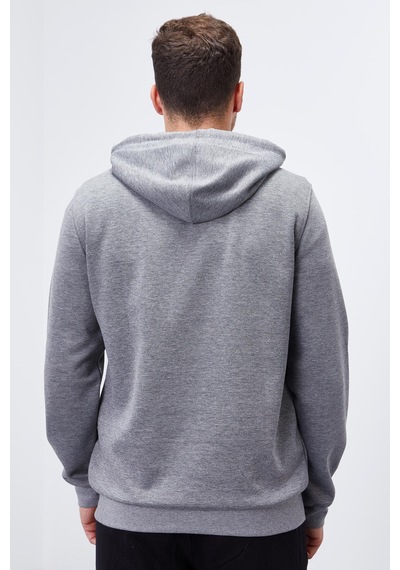 Tommy Life Gri Melanj Kanguru Cep Standart Kalıp Kapüşonlu Erkek Sweatshirt - 87883 GRİ MELANJ