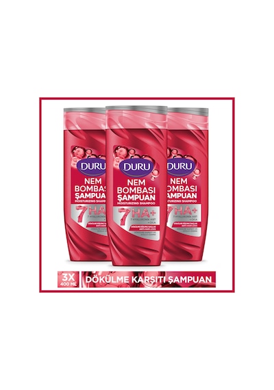 Duru Nem Bombası Dökülme Eğilimli Saçlar İçin Dökülme Karşıtı Şampuan 3x400 Ml