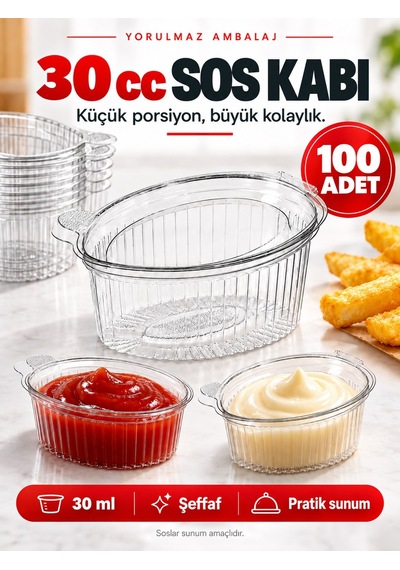 30 Cc Şeffaf Plastik Sos Kabı 100 Lü Ketçap, Mayonez Ve Porsiyonluk Sunum Kabı Diğer