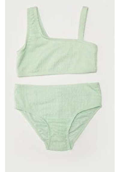 Deep Beach Dokulu Kumaş Kız Çocuk Bikini Takım 001