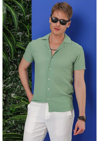 Efor G 1536 Slim Fit Yeşil Klasik Gömlek Yeşil