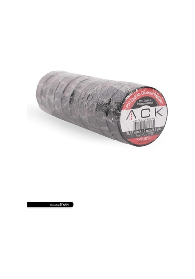 Ack 10 Adet Ack Siyah Izole Bant 0.13X19MMX8YDS (8 Metre)