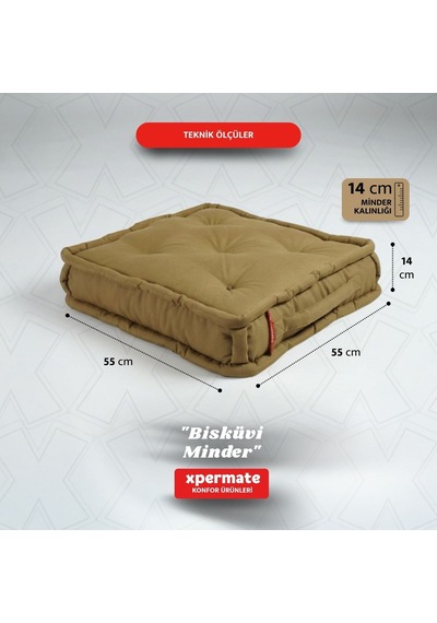 Xpermate Bisküvi Minder Petek Önü Fransız 55x55x14 Kahverengi