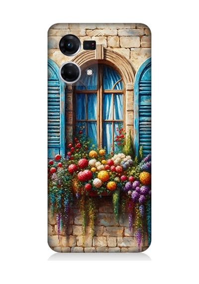 Oppo Reno 7 Uyumlu Pencereden Renkli Hayat Desenli Silikon Kılıf Çok Renkli