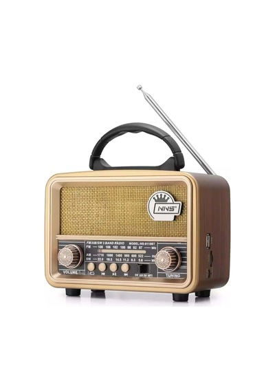 Buffer Orta Boy Retro, Nostaljik, Ahşap Tasarım Bluetooth Hoparlörlü, Şarjlı, Taşınabilir Fm/am Destekli Radyo Ns-8110