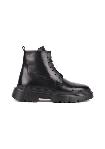 Shoetyle - Hakiki Deri Siyah Renk Fermuarlı Erkek Postal Bot - 250-13-206-1659