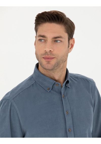 Pierre Cardin Saks Regular Fit Uzun Kollu Gömlek 50274112 Vr032 Koyu Mavi