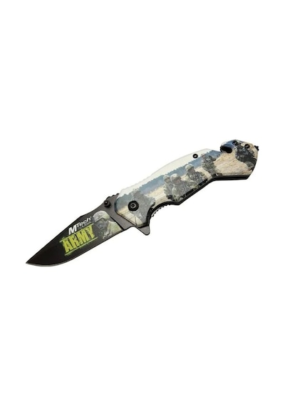 Mtech 4 23 3 Army Kurtarma / Kamp Çakı 20cm - Yarı Otomatik, Kemerlikli, Cam Kırma Ve İp Kesme Aparatlı