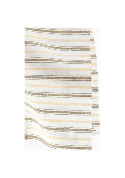 Crate & Barrel Jake Arnold Brighton Peçete, %100 Avrupa Keteni Renkli Çizgili Tasarım Runner Bej 55 X 55