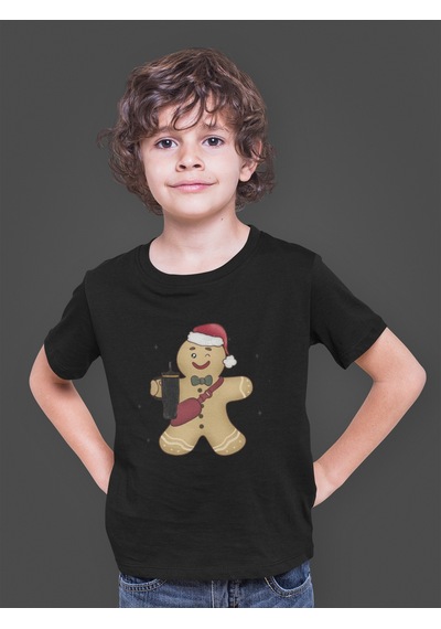 Bumeta Kurabiye Gingerbread Noel Yılbaşı Çocuk Tişört T-shirt Siyah