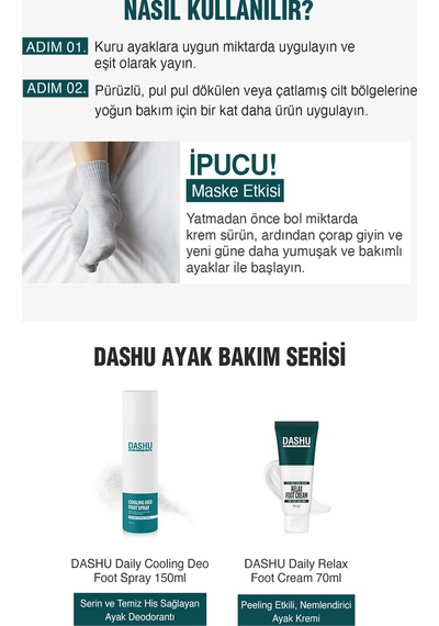 Dashu Daily Relax Foot Peeling Etkili Nemlendirici Ayak Kremi 75 ML