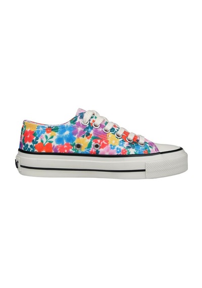 Kadın Vegan Pembe Sneakers - Floral Tasarım Çok Renkli